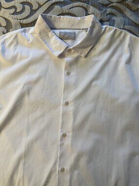Hickey Freeman Shirt Men's Size XXL White Short Sleeve Button Up Classic Fit